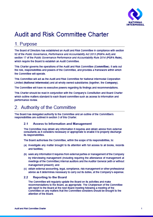 Audit and Risk Committee Charter