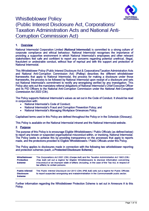 Whistleblower Policy Approved 26 November 2024 Updated March 2026 Cover