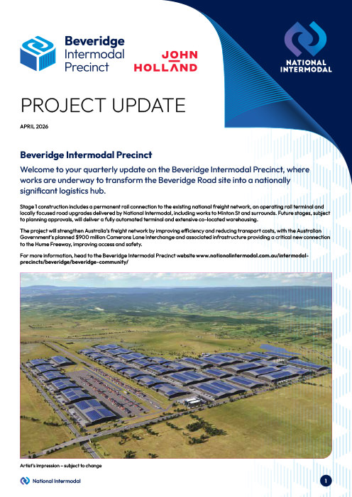 Fact Sheet Beveridge Intermodal Precinct Project Update Apr 2026 Cover