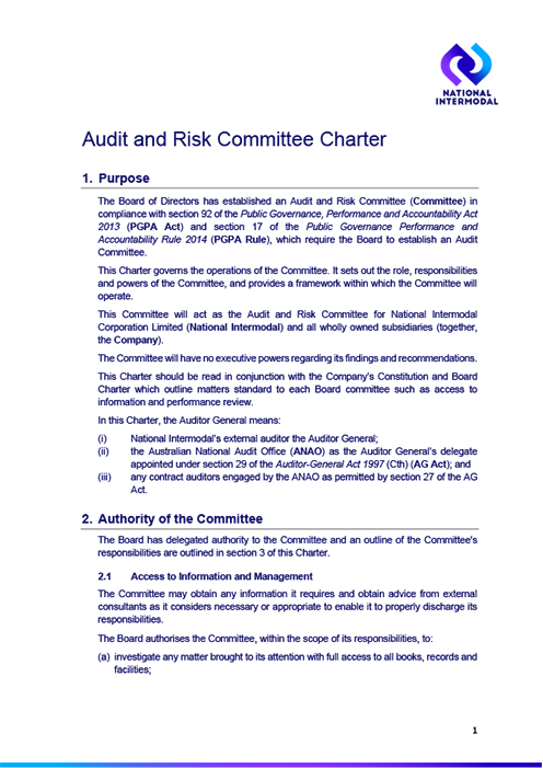 Audit and Risk Committee Charter 19 June 2026 Cover